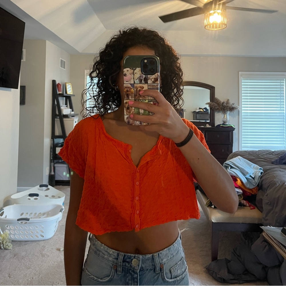 Urban Outfitters Orange Boxy/Flowy Crop Top